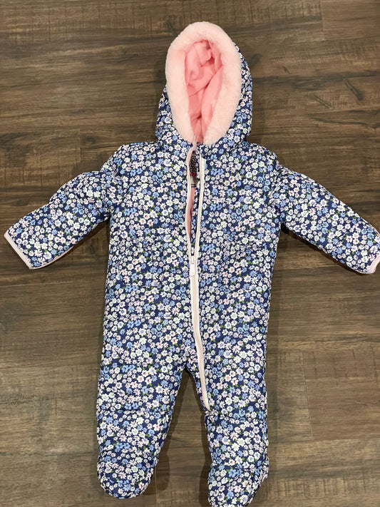 83A Girls Kenzie floral snowsuit size 6-9 months VGUC