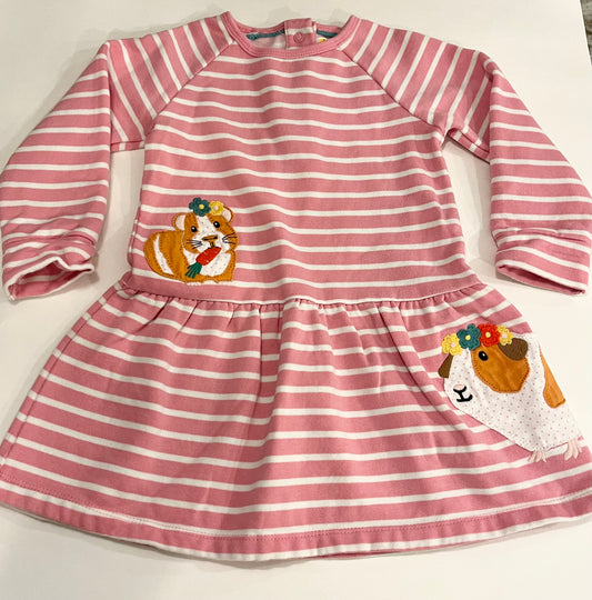 Boden, Girl’s Guinea Pig Sweatshirt Dress, Sz 18/24M