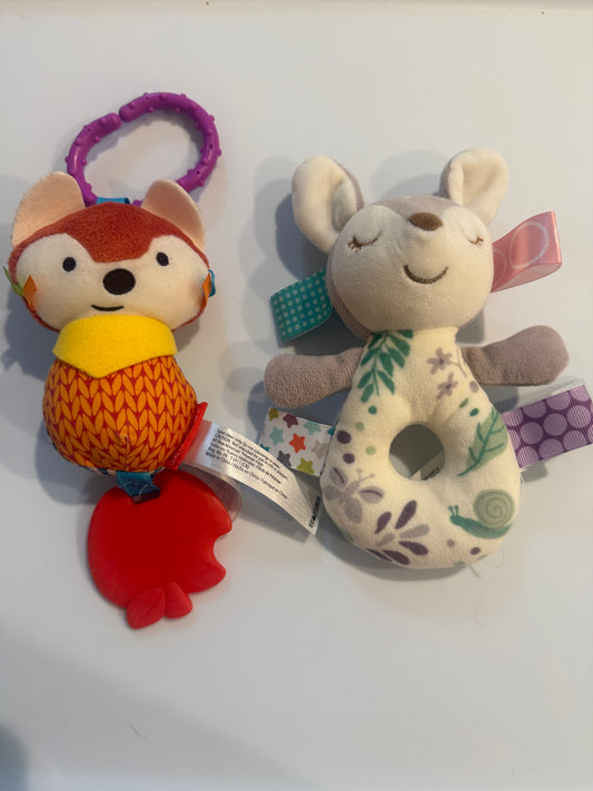 #116 Baby toys 2 rattle toys fox and deer