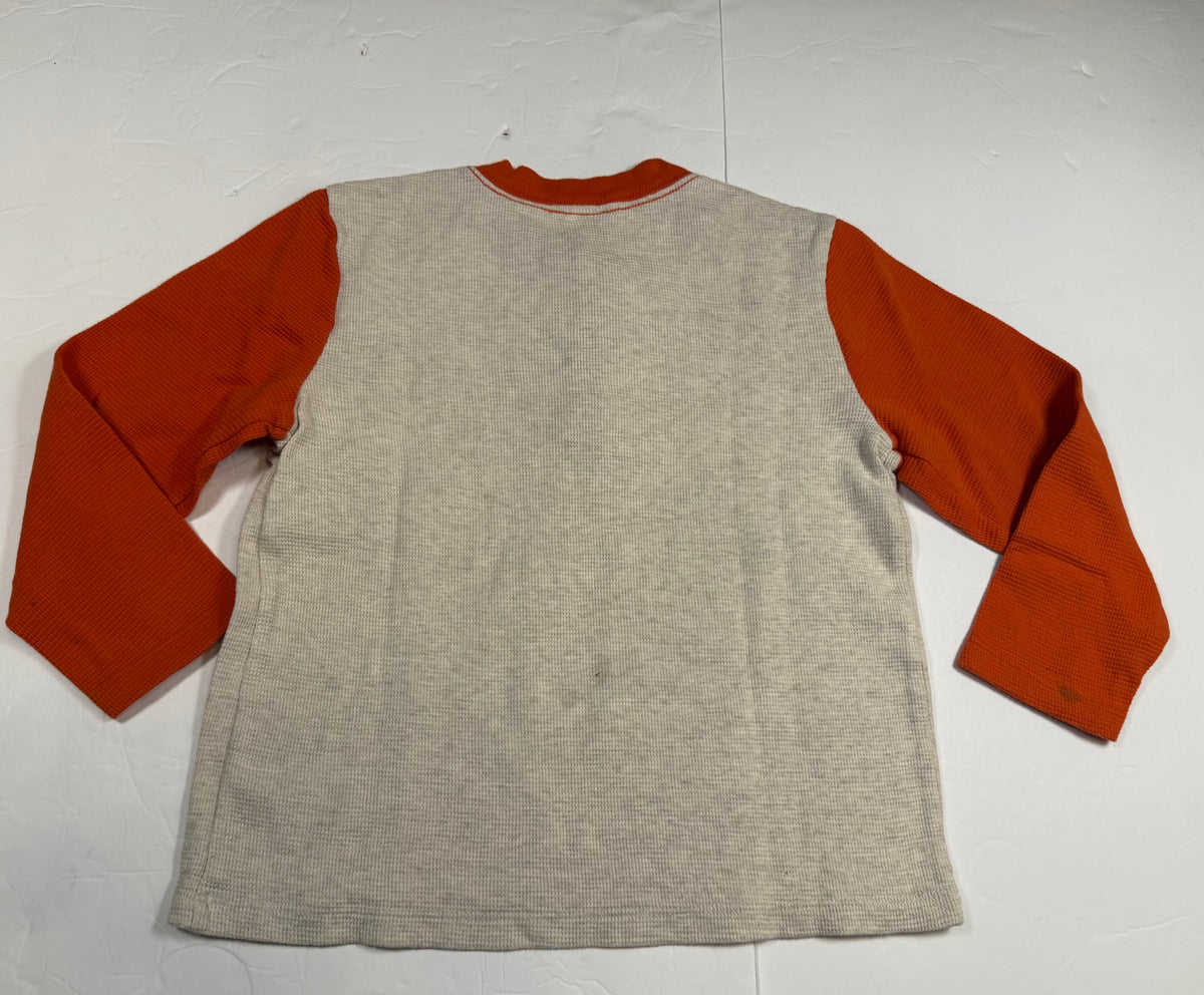 #141 Boys 120 (6-7) Hanna Andersson Orange and Cream Henley