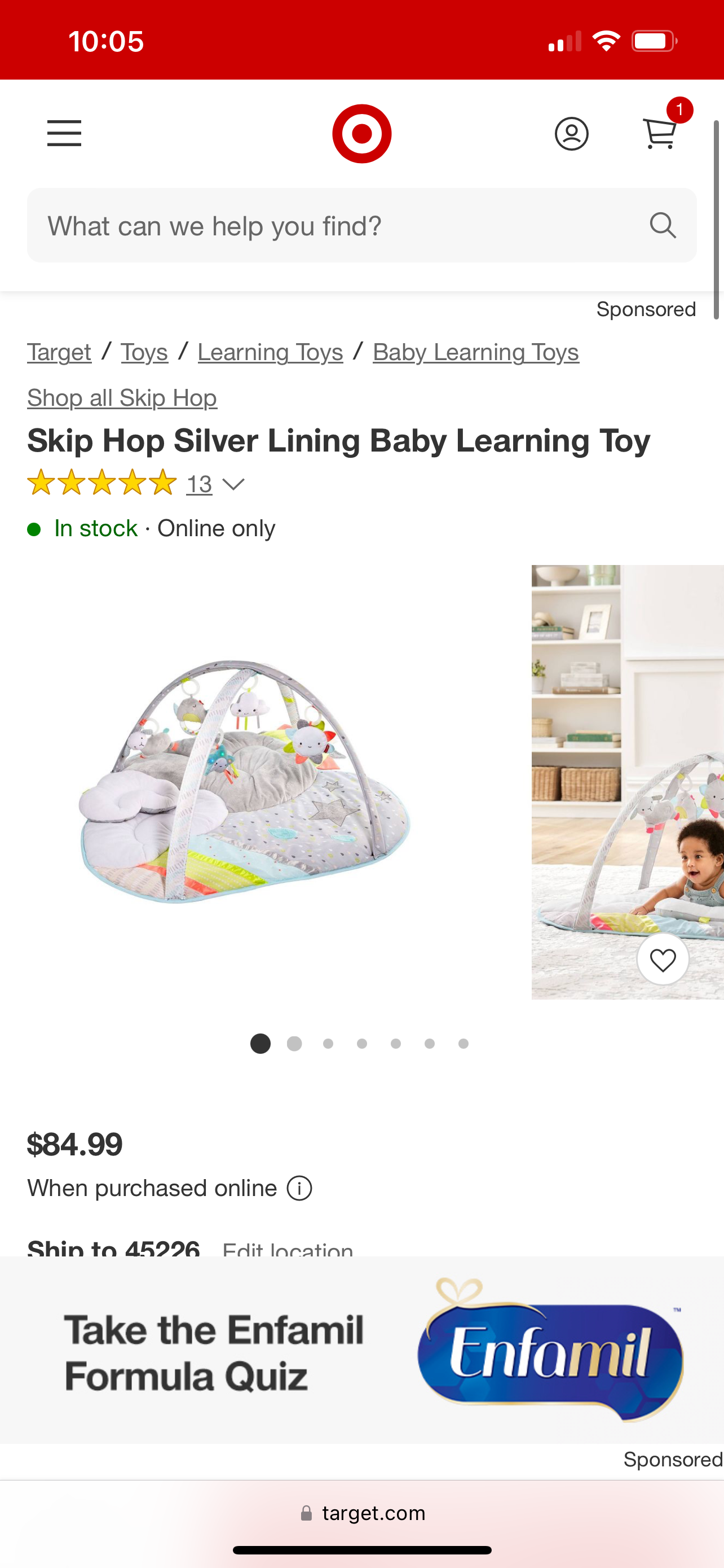 Skip Hop Silver Lining Baby Learning Toy