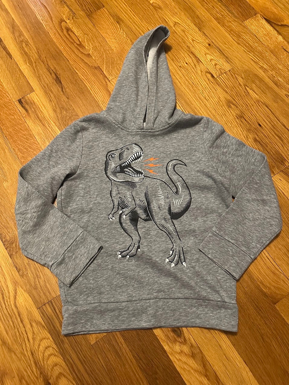 Seller #101 Jumping Beans size 7 boys dinosaur gray hooded sweatshirt