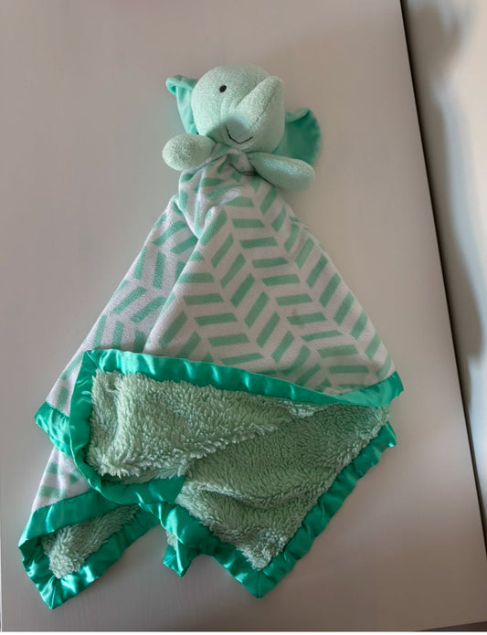 Seller #195 - Cloud Island Mint Green Elephant Plush Satin XL Large Baby Security Blanket