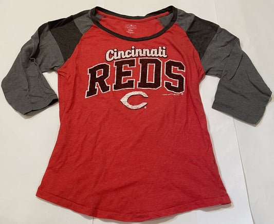 Cincinnati Reds Womens Size M 3/4 Shirt GUC