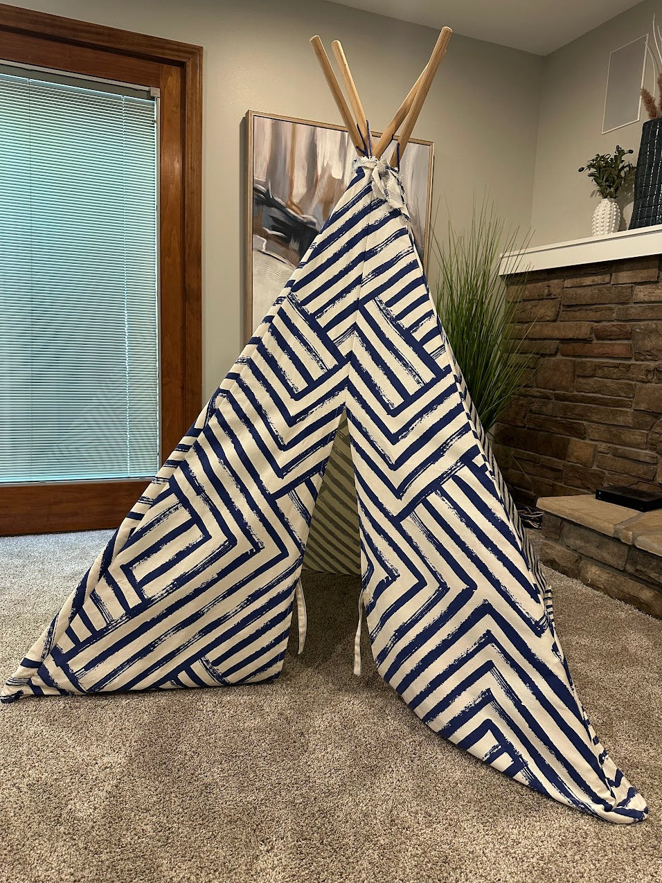 Seller #101 The Land of Nod Teepee tent navy striped