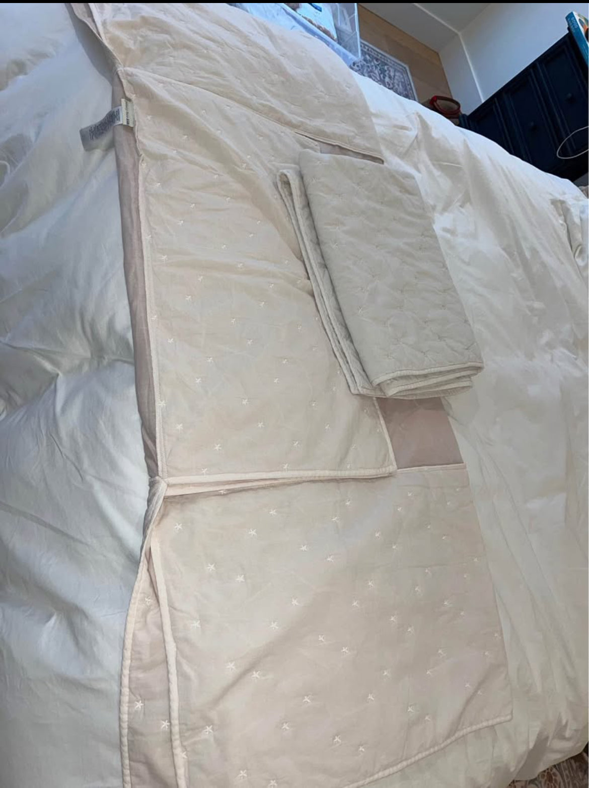 #110 Pottery Barn Kids Light Pink Crib Skirt and Quilt Set