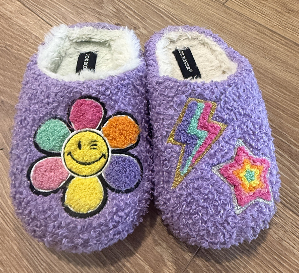 Seller #100 Girls Size 11/12 Joe Boxer Happy Purple Slippers