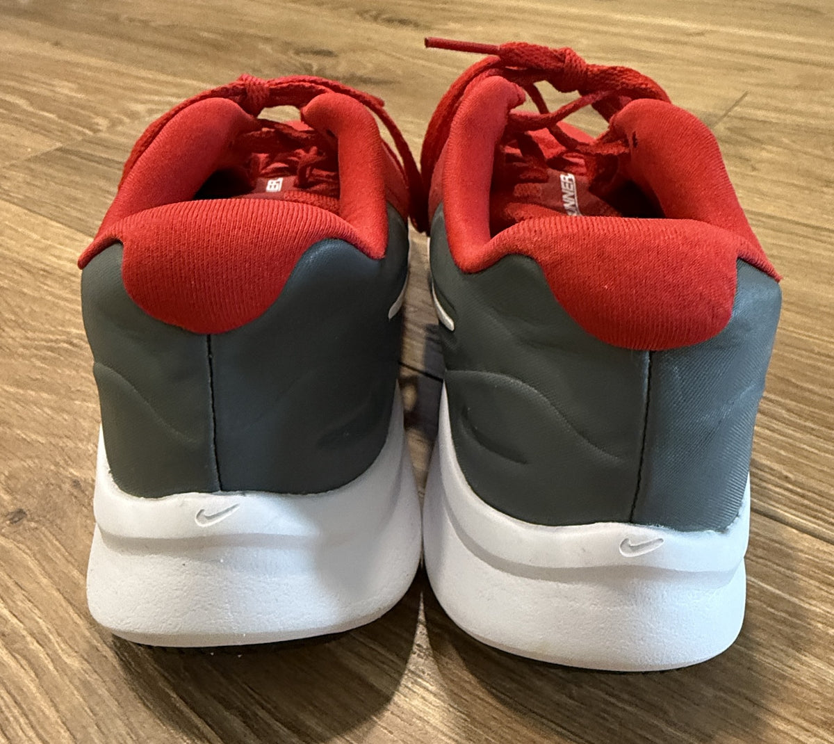 Seller #100 Boys Size 5 Nike StarRunner Red/Gray Athletic Shoes