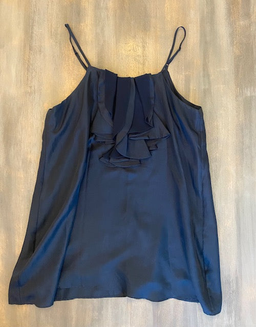 Collective Clothing Women's size medium navy blue silk top