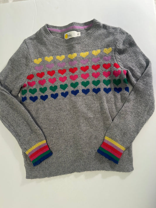 REDUCED Seller #145 Mini Boden size 6-7 rainbow heart sweater