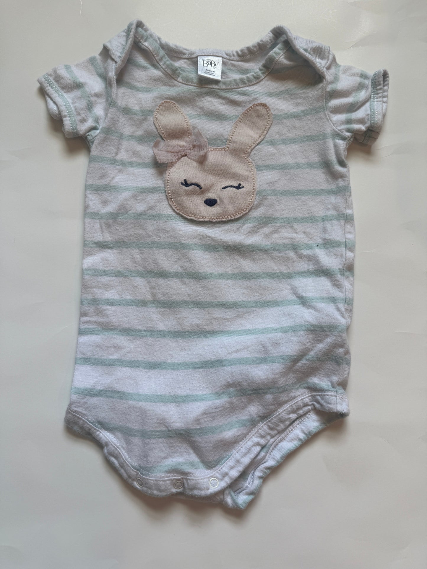 Nordstrom baby bunny with bow onesie girls 12 months