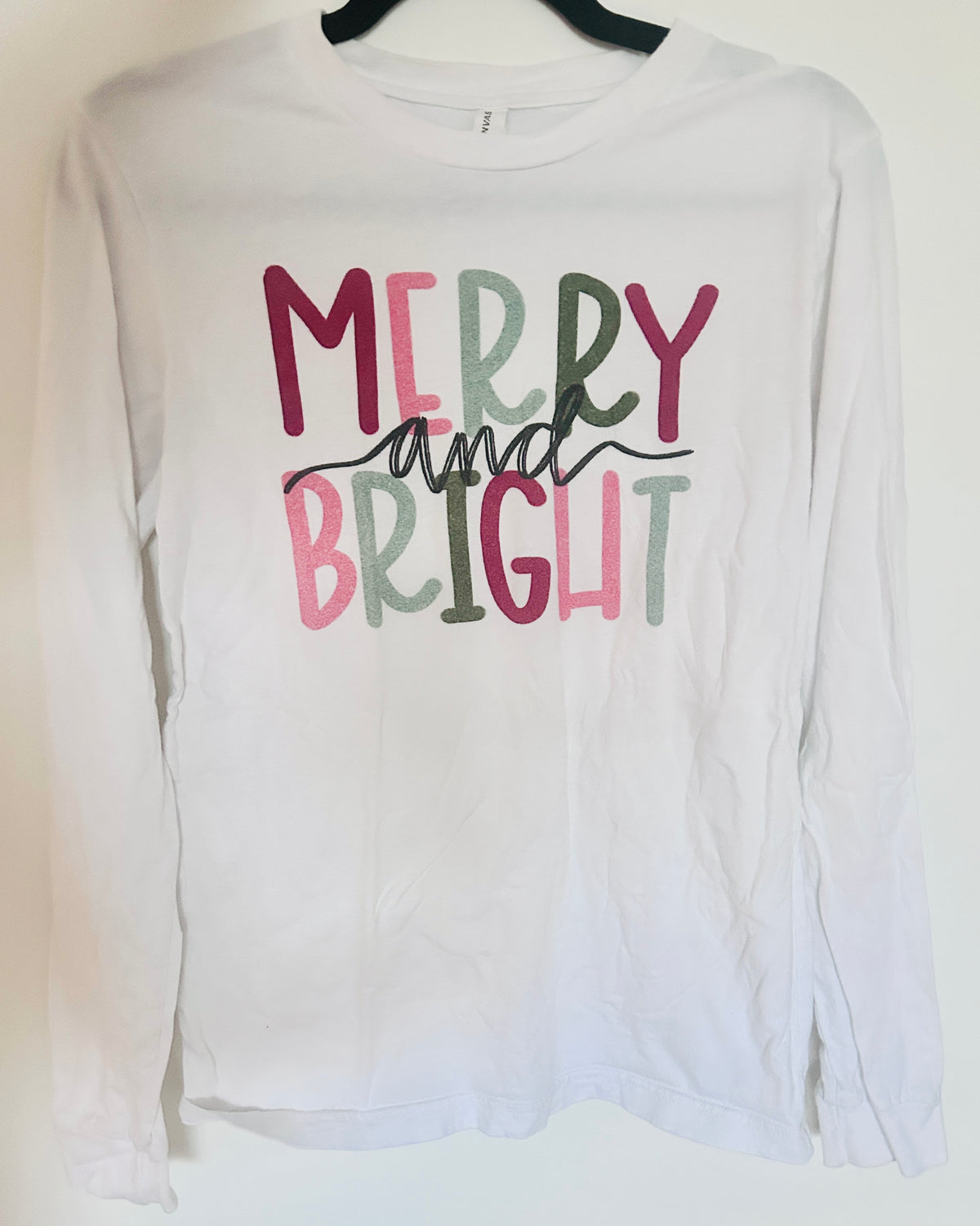 #15 Bella + Canvas Small “Merry and Bright” LS Shirt