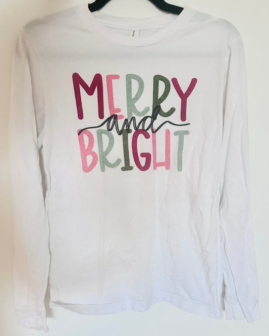 #15 Bella + Canvas Small “Merry and Bright” LS Shirt