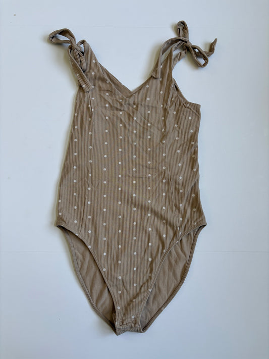 Seller #105 - Women's Large Tan Polka Dot Old Navy Tie Bodysuit GUC