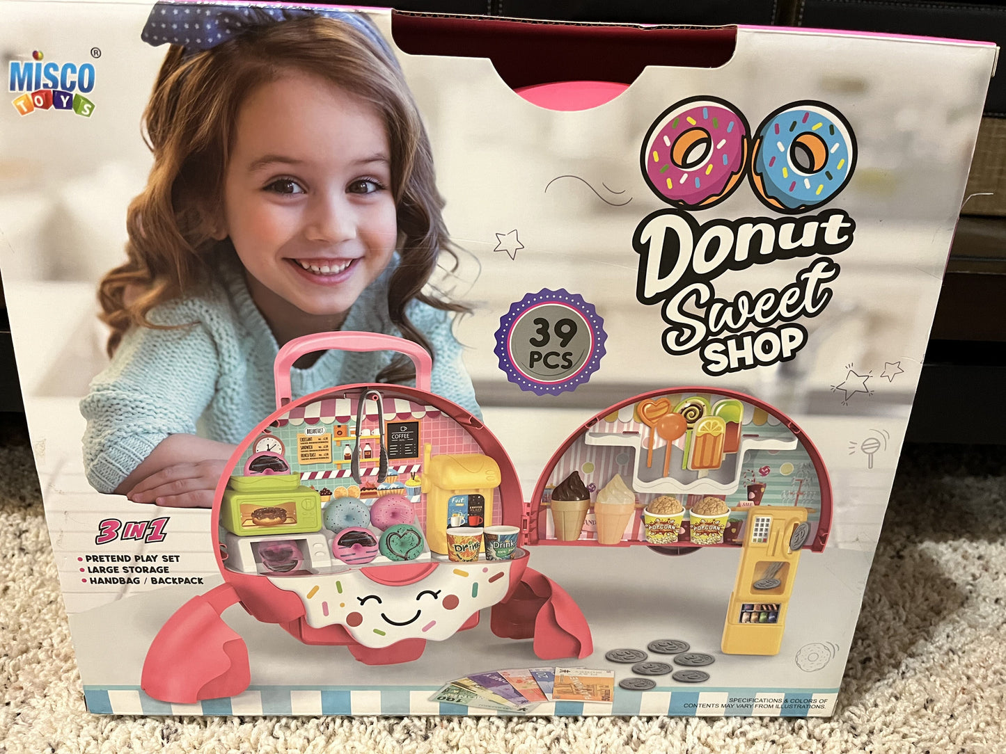 #124 NIB Donut Sweet Shop 3 in 1 Pretend Playset