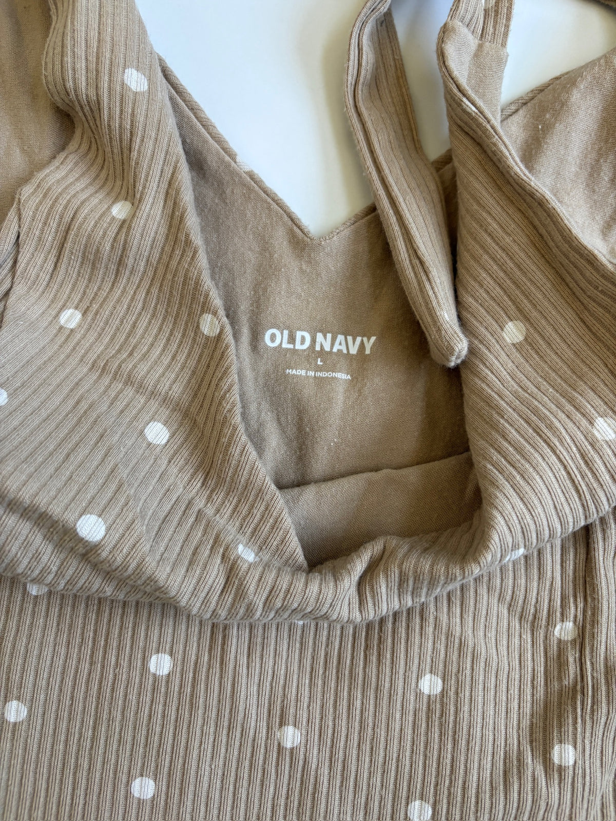 Seller #105 - Women's Large Tan Polka Dot Old Navy Tie Bodysuit GUC