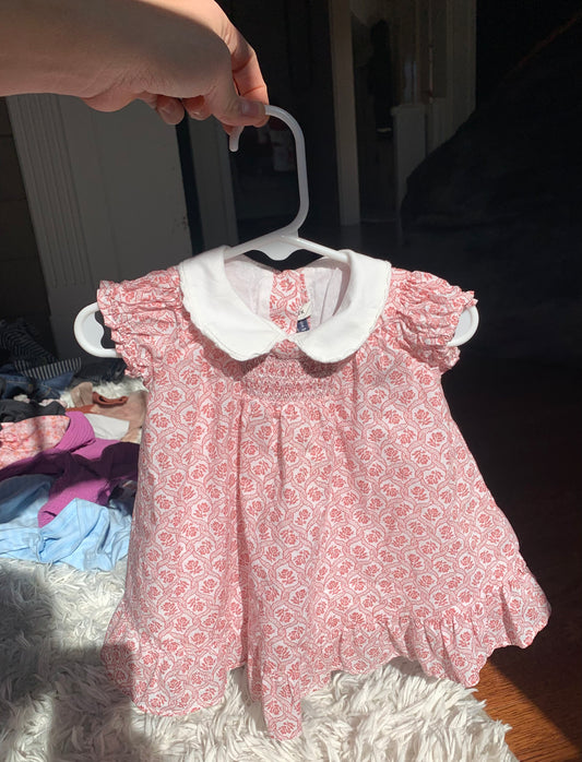 3-6 Month Janie and Jack Pink floral dress w/ Peter Pan collar
