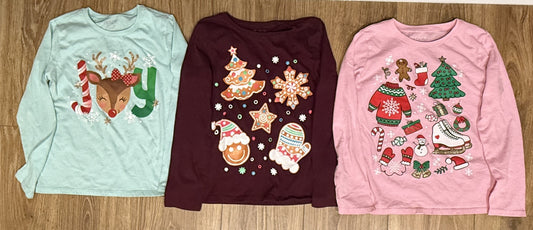 Seller #100 Girls Size 7/8 Children's Place Christmas Long Sleeve Shirt Bundle