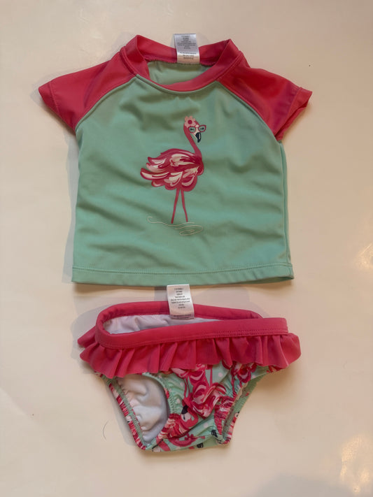 Gymboree flamingo two piece swimsuit girls 6-12 months