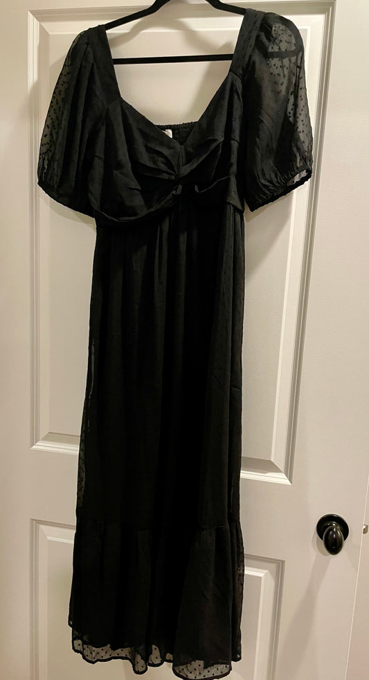 83A Women’s LOFT black sweetheart midi dress size 8 NWT