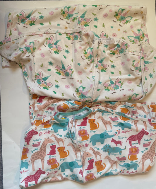 #116 Zipadee Zip sleep sacks (zoo animals and unicorns) girls Large 12-24 months