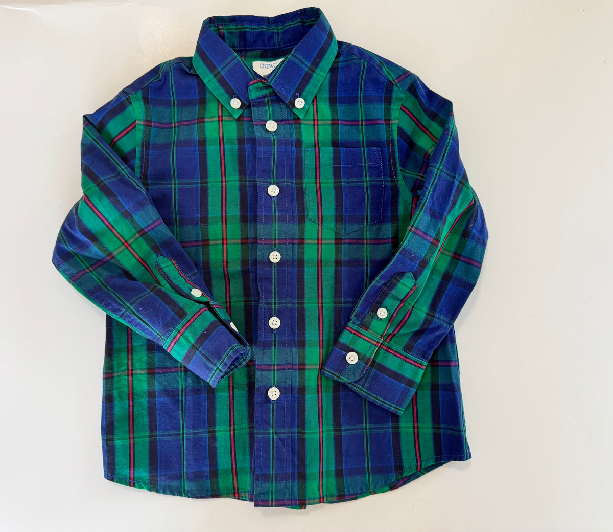 Seller #29 J.Crew Crewcuts Size 2 Boys Plaid Green and Blue Button Down