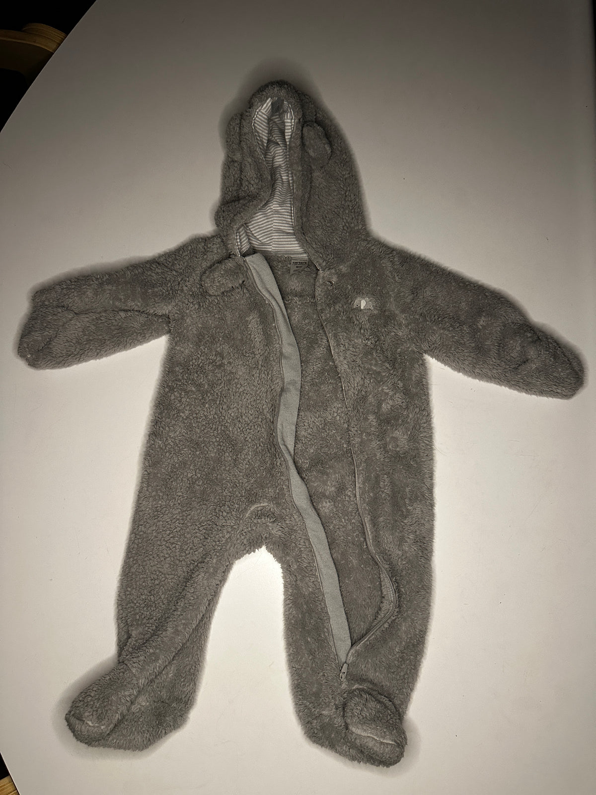 Seller #40 Carter's winter grey bear bunting suit size 9 month