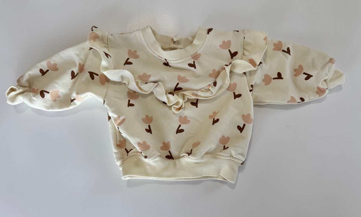Seller #29 Quincy Mae 0-3 Months Girls Floral Ruffle Sweatshirt