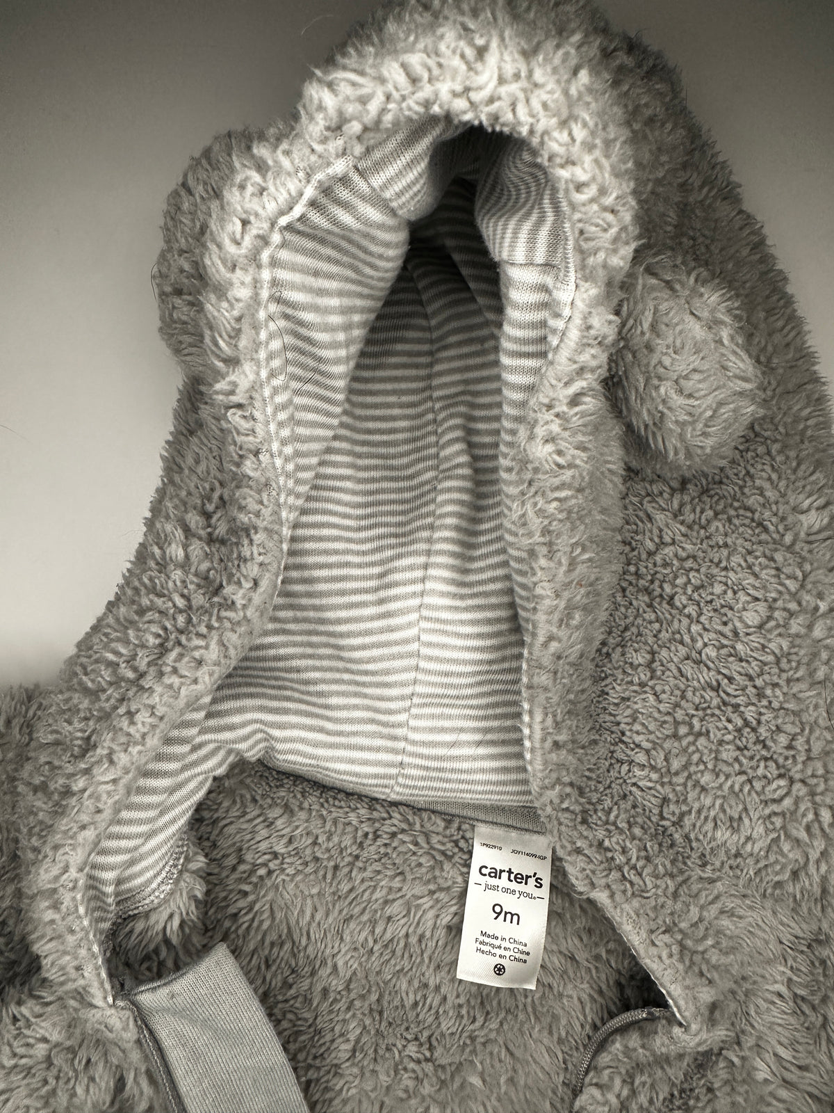 Seller #40 Carter's winter grey bear bunting suit size 9 month