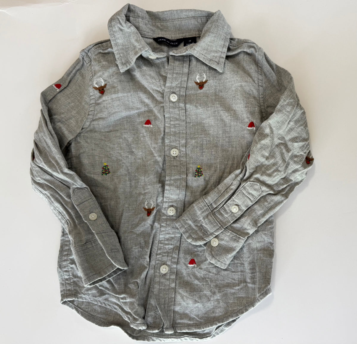 Seller #29 Janie and Jack 2T Boys Gray Holiday Button Down Shirt