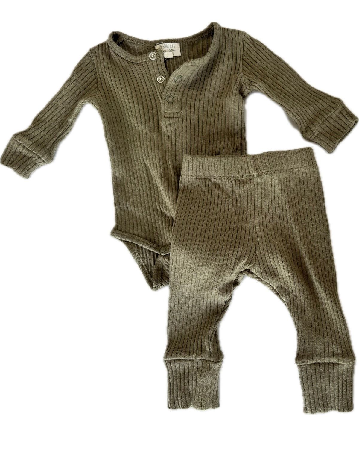 Seller #29 The Simple Folk 3-6 Months Gender Neutral Ribbed Onesie and Pant Set Green