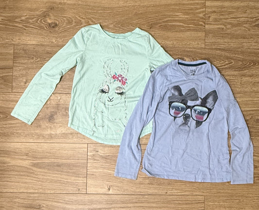 Seller #100 Girls 7/8 Medium Jumping Beans Softest Tee LS Teal & Falls Creek Light Blue LS