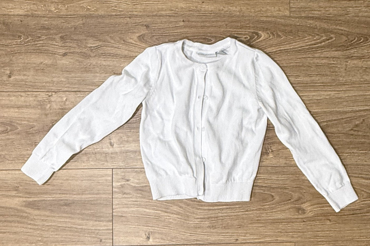 Seller #100 Girls M 7/8 Place LS White Button Down Sweater