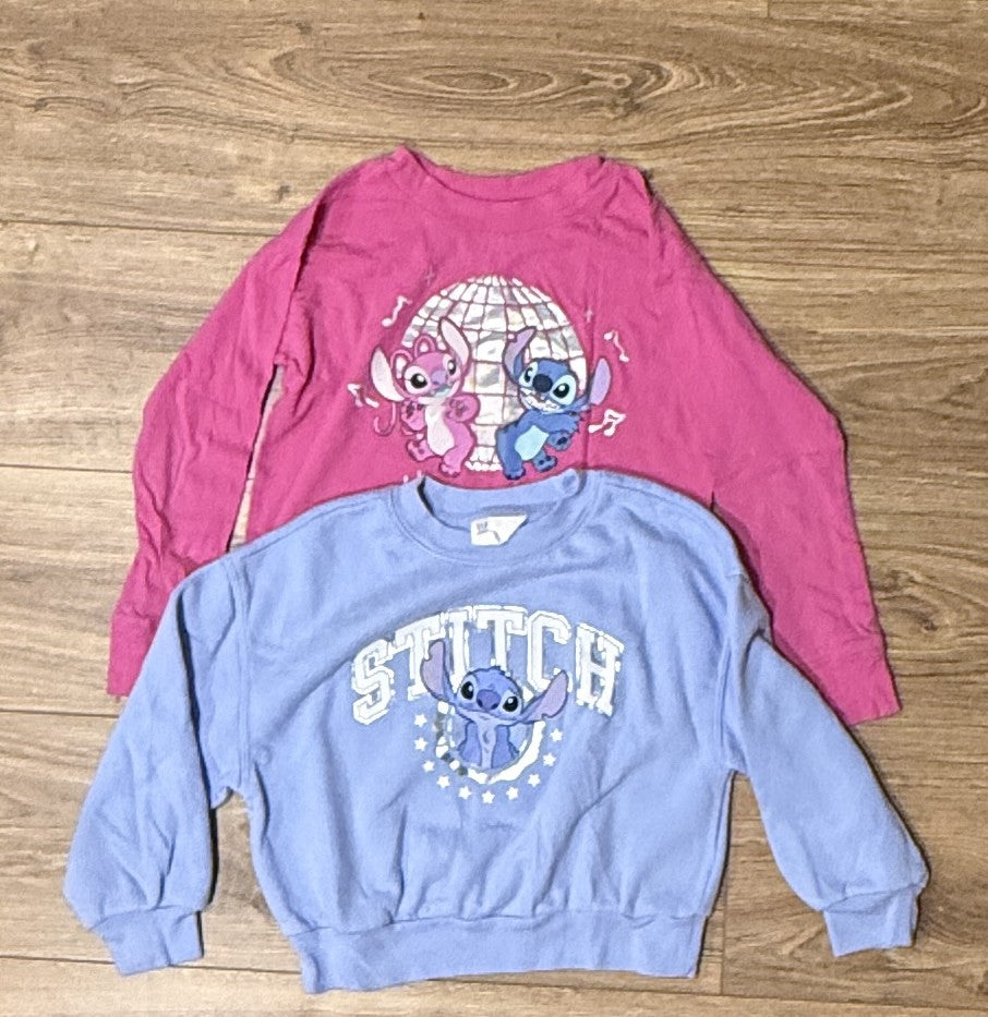 Seller #100 Girls Size Small 6/7 Gap Disney Stitch Blue & Pink Long Sleeve Bundle