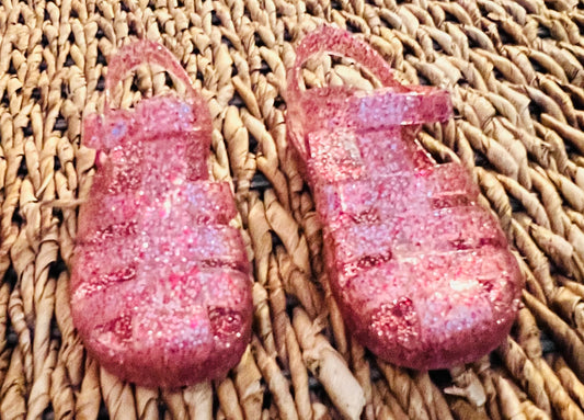 Sparkle pink jellies -little girls sandals size 8