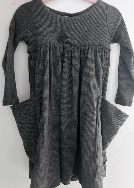 #15 Remie Girl 2t Gray, Ribbed Dress