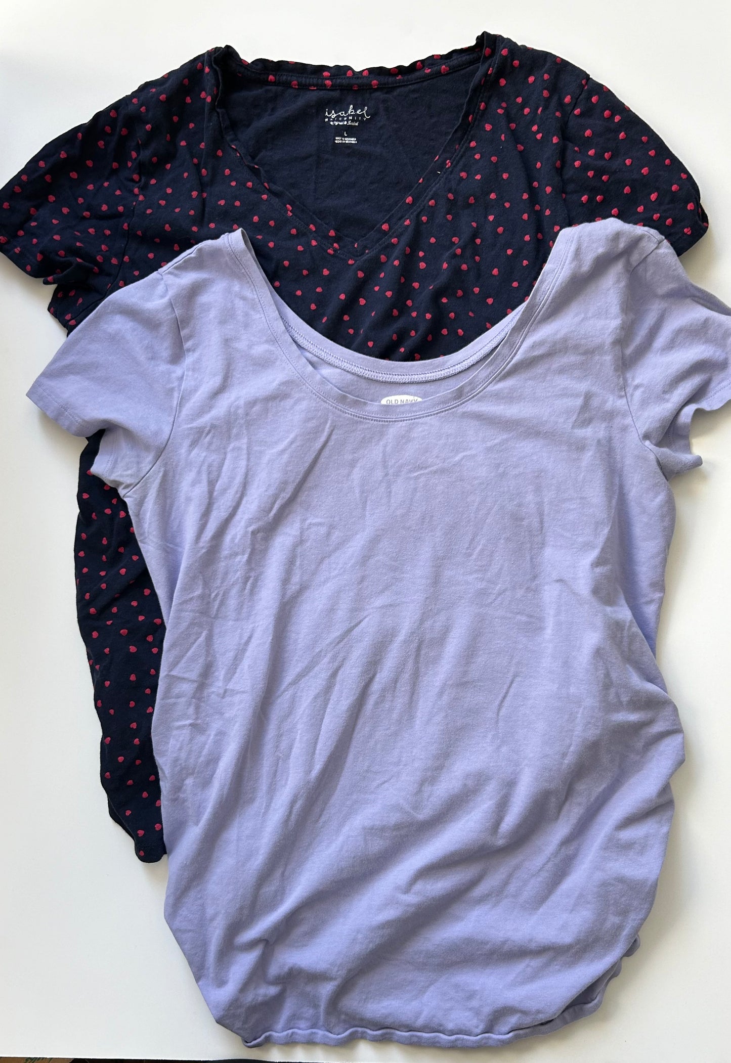 Size Large Maternity Short Sleeve Shirt Bundle (Old Navy and Isabel Maternity)