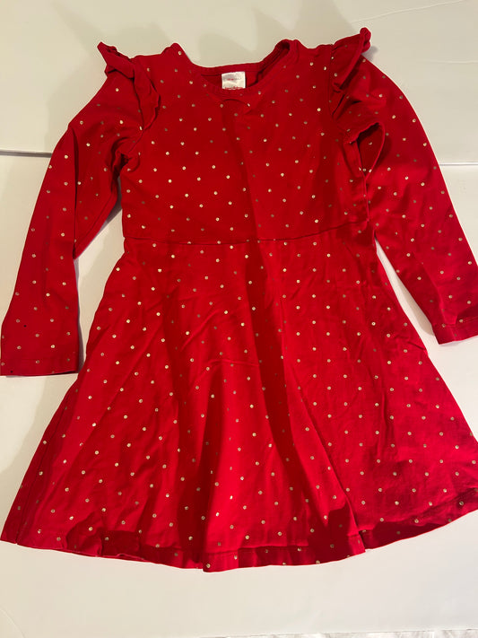 Seller #145 Hanna Andersson size 6-7 red dress with gold polka dots