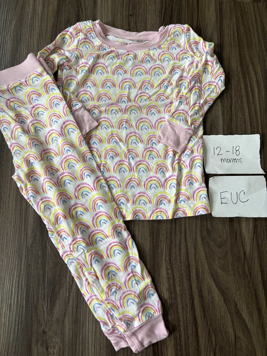 #138 - 12-18 Mo EUC Little Sleepies Pastel Rainbow PJs