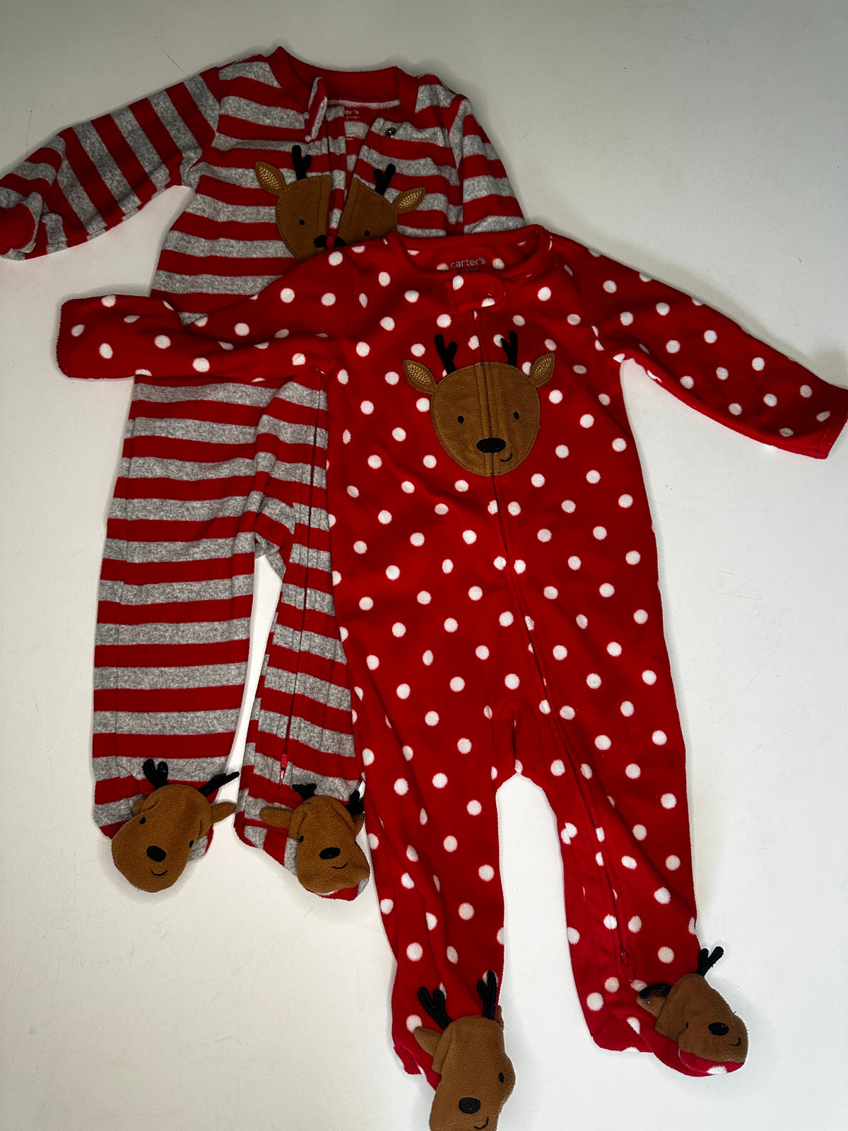 Seller #40 Carter's baby fleece footie pajamas reindeer/christmas themed size 12 month