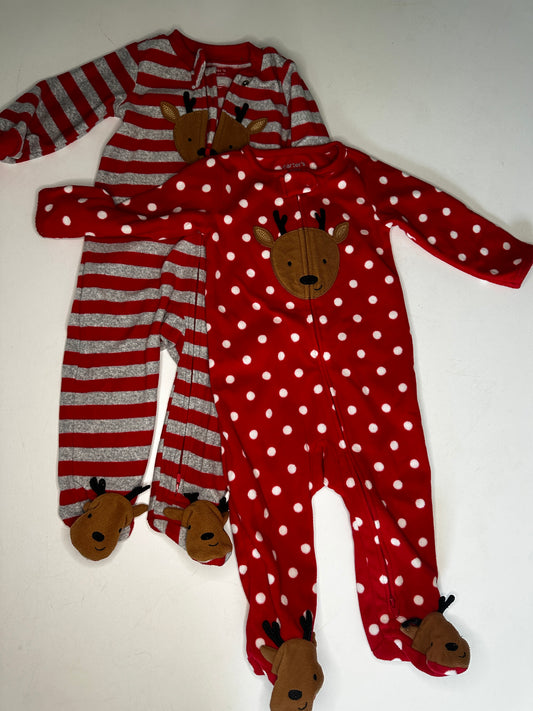Seller #40 Carter's baby fleece footie pajamas reindeer/christmas themed size 12 month