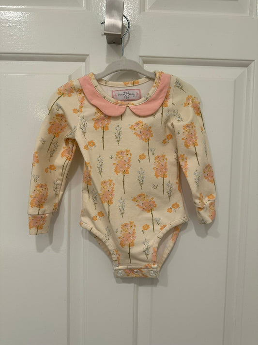 #85 SweetHoney Peter Pan Floral Onesie, Infant girls 12m