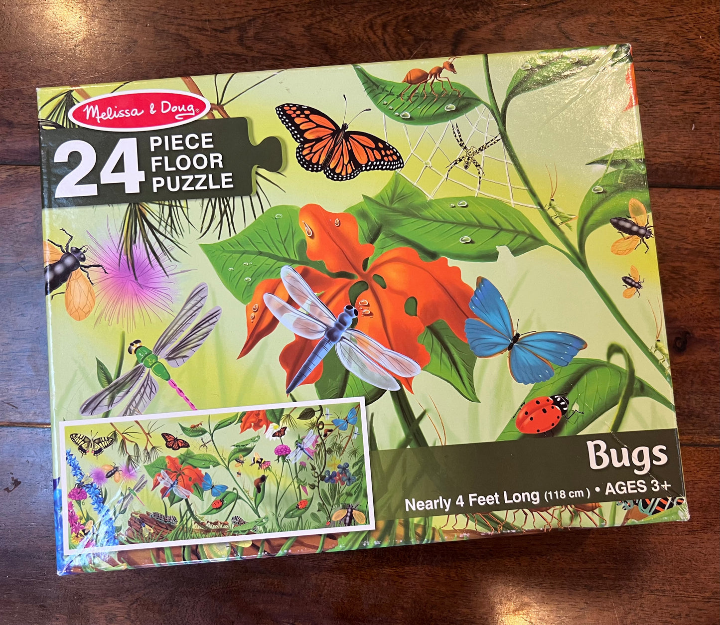 #4. Melissa & Doug Bugs giant 24-piece floor puzzle (ages 3+, 46.5x18.5 inches), EUC