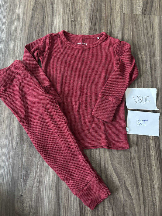 #138 - 2T VGUC Posh Peanut Maroon Waffle Bamboo PJs