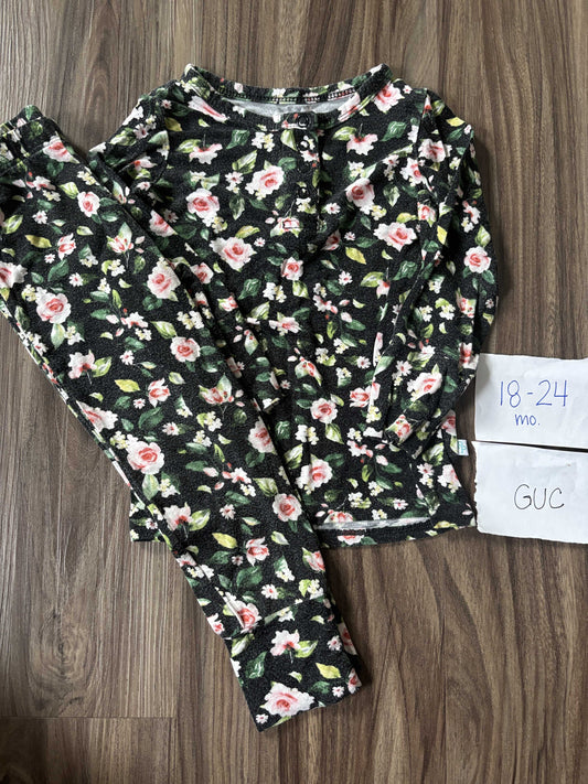 #138 - 18-24 Mo GUC Posh Peanut Black floral PJs (bamboo)