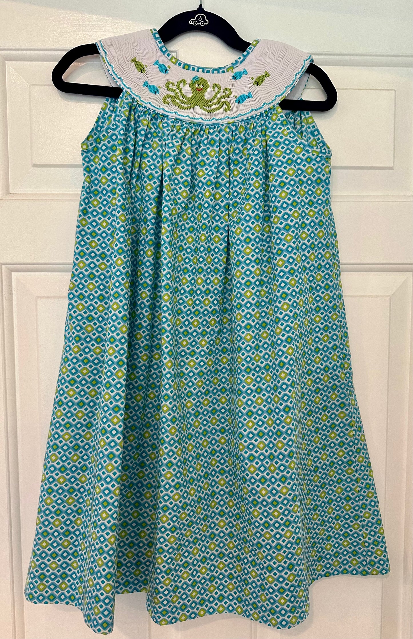 #146 Anavini Hand Smocked Octopus Dress Girls 4T