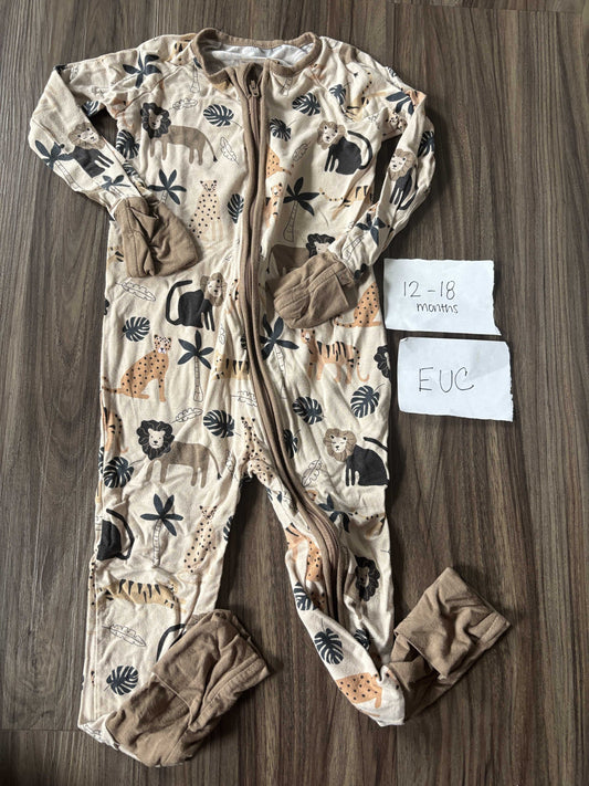 #77 - 12-18 Mo - EUC Little Sleepies - Big Cats Zippy
