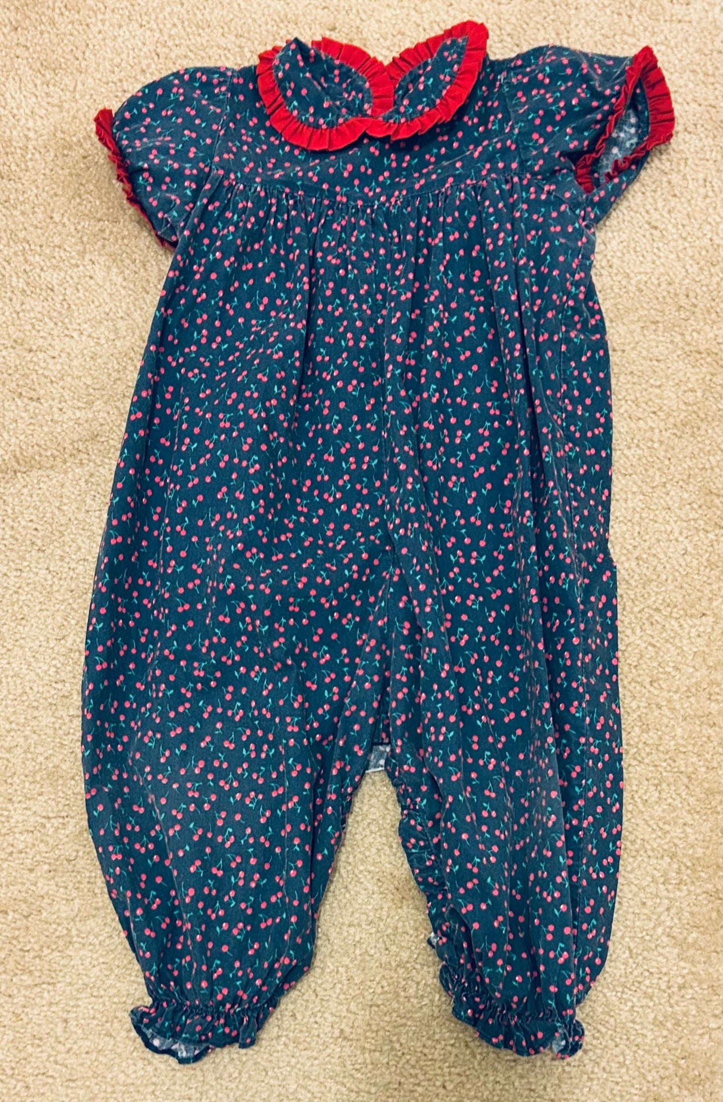 #15 James and Lottie 18-24m Cherry Jumpsuit with Snaps