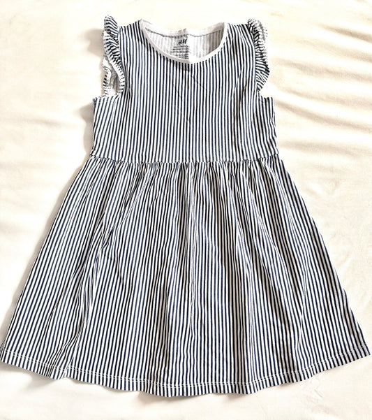 Seller #114 - H&M Girls Navy and White Striped Summer Dress Size 4-6Y