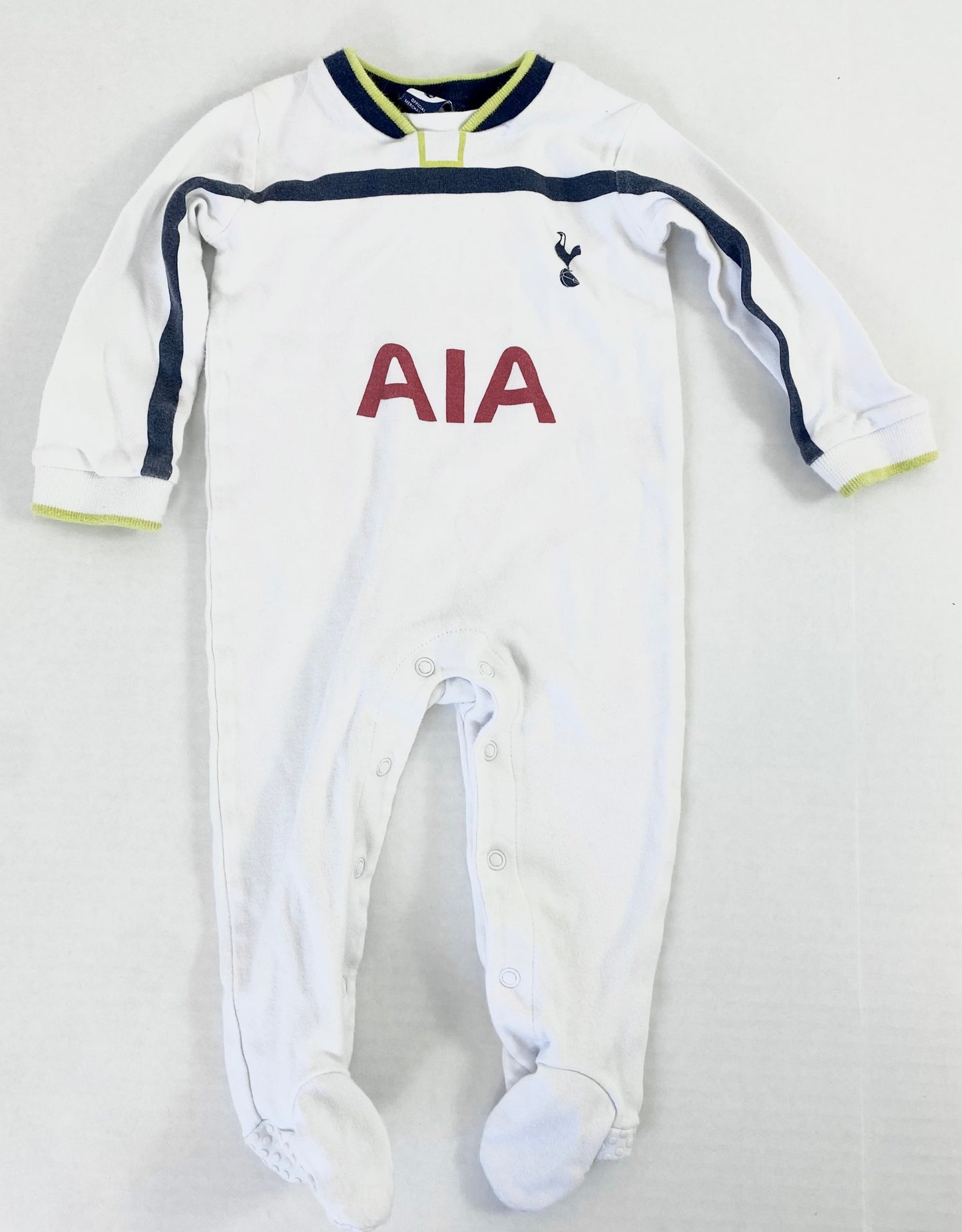 12 months Baby Tottenham Hotspurs FC cotton footed onesie with grippies on the feet